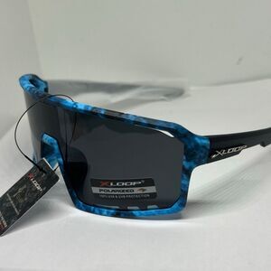 X-Loop Shield Blue Camo Polarized Performance Sunglasses UV Protection New
